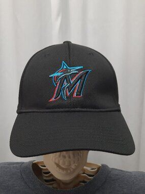 Miami Marlins MLB Hat OC Sports Adjustable Black Performance Mesh Baseball Cap